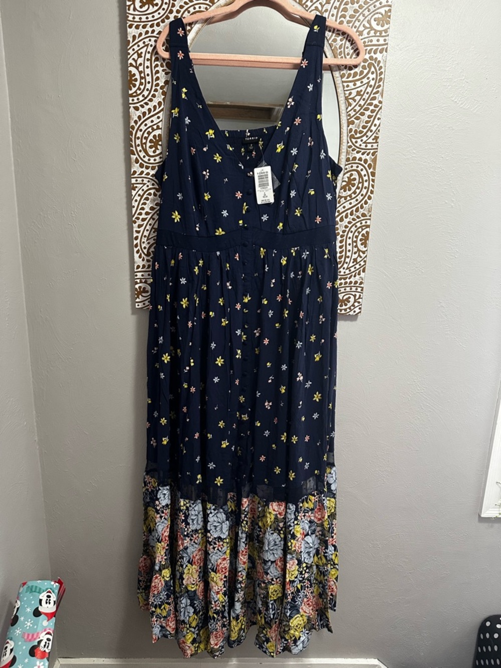 Torrid Navy Floral Tiered Maxi Dress